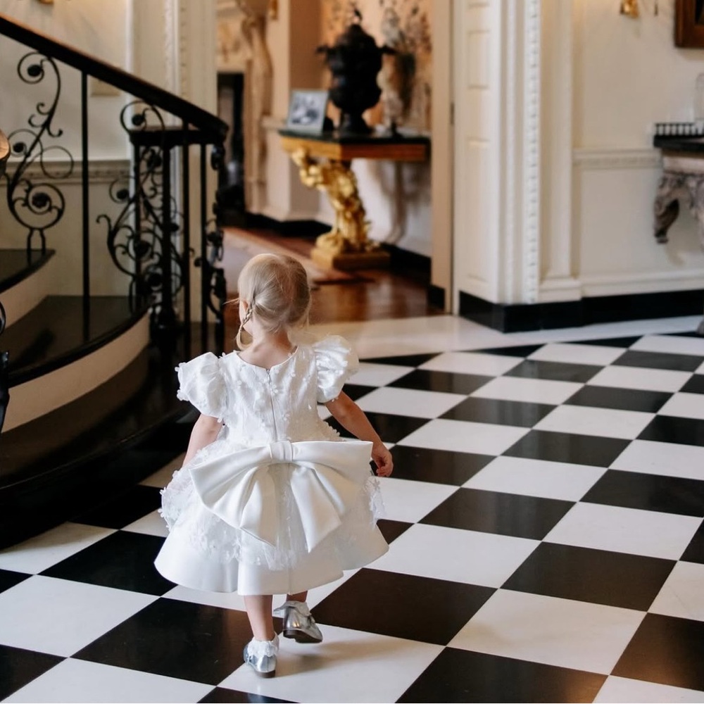 The most Beautiful and Elegant White Dress with Bow for Toddlers
